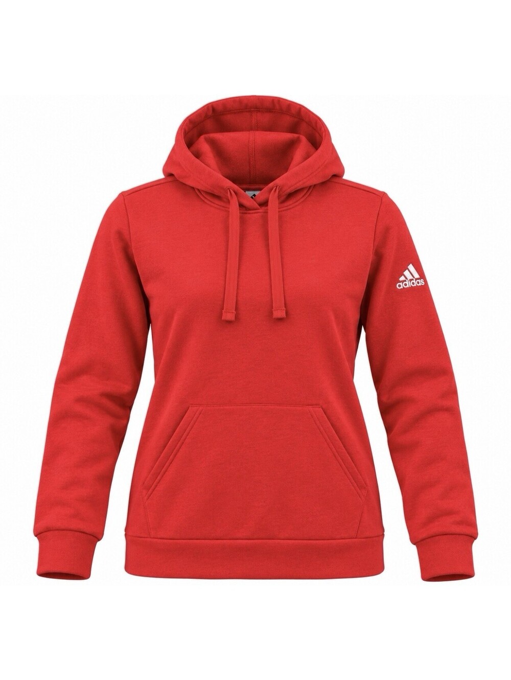 Adidas Womens Large Red Fleece Pullover Hoodie Sweatshirt Sleeve Logo NWT